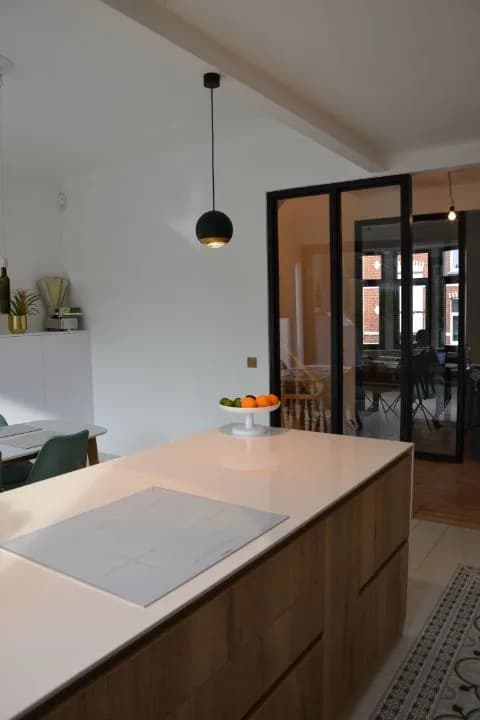 Cuisine bois et blanc, verrières noires, photo 16 sur 24